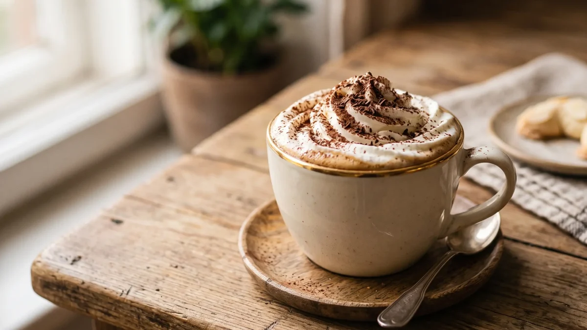 Café viennois : un expresso surmonté de crème chantilly servi dans un verre